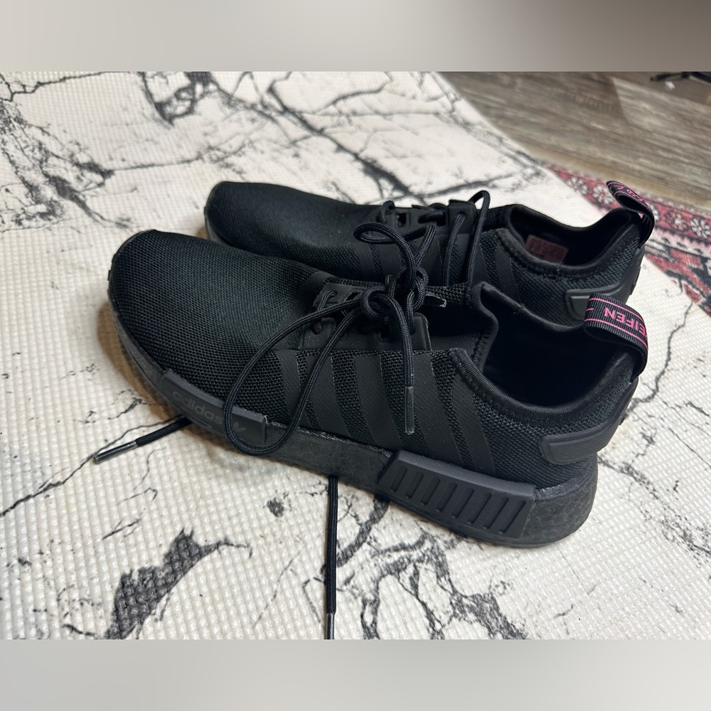 Adidas black and hot pink shoe